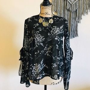 Cloud Chaser Sheer Bell Sleeve Flowing Top
